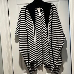 Chico's Monochrome Striped Poncho